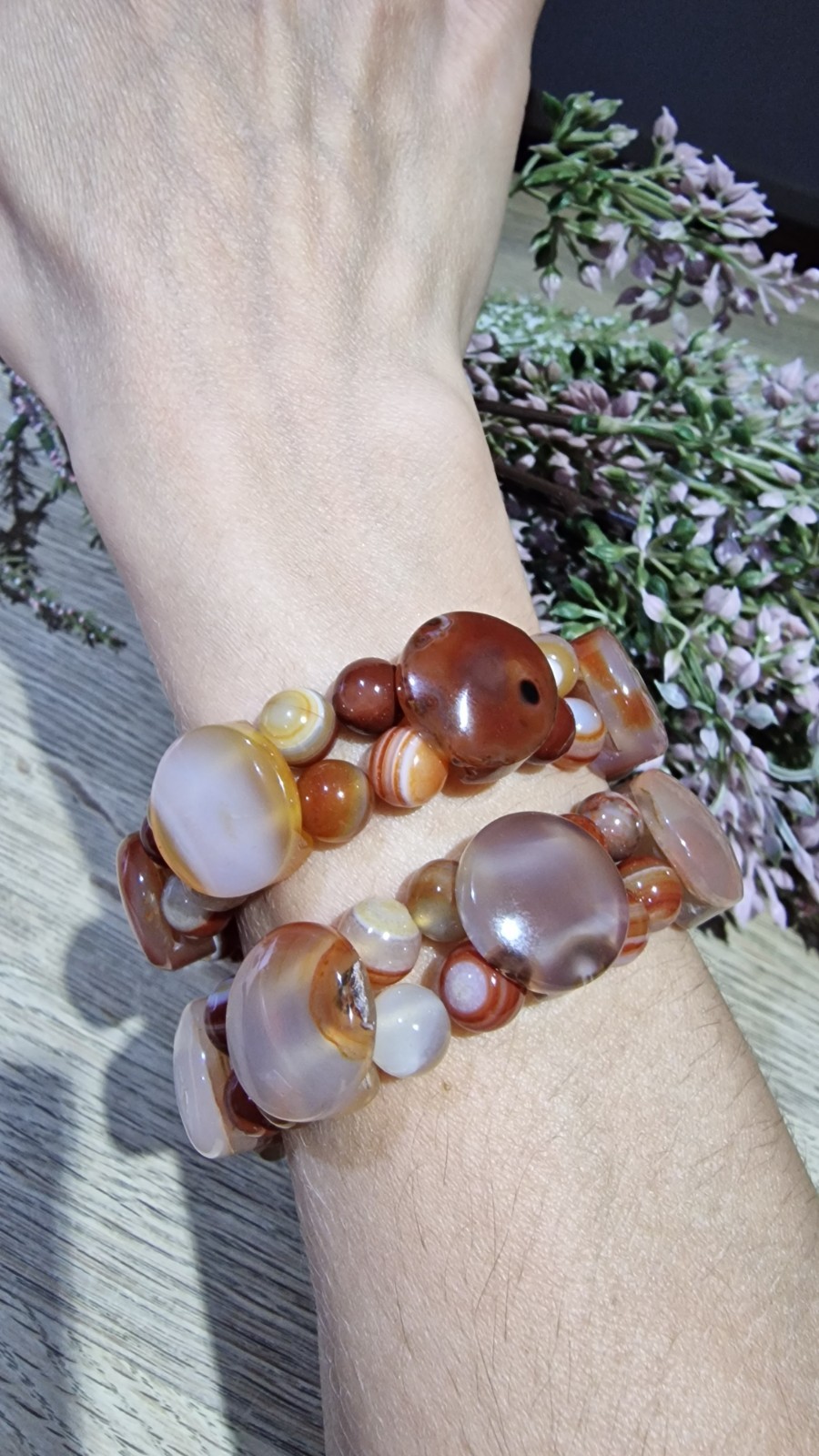 Carnelian Agate Crystal Soft Bangle Bracelet 18mm Elasticated