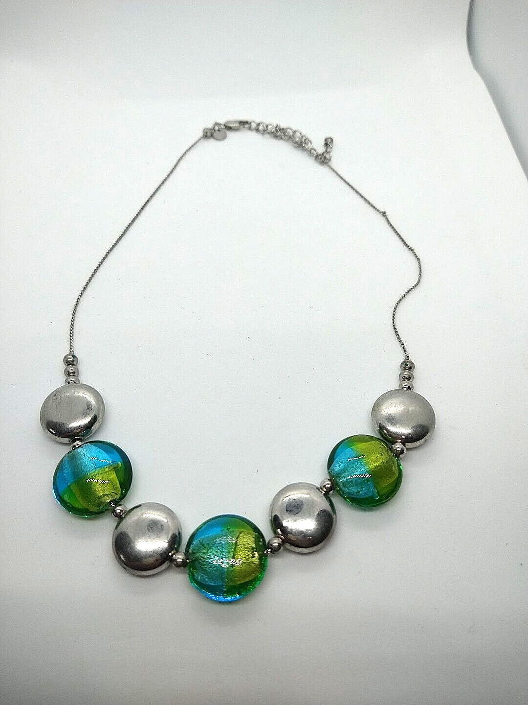 M&S Necklace Glass Beaded silvertone vintage retro Wedding Prom y2k Christmas