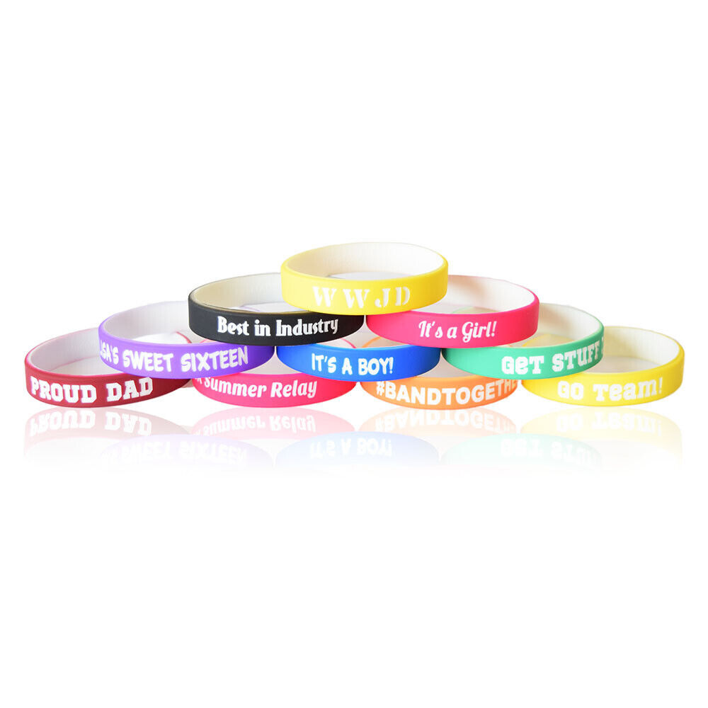 Custom Silicone Wristbands Personalize Engraved Logo/Text Rubber Bracelets