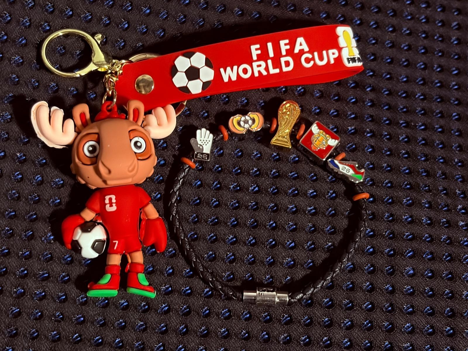 FIFA World Cup MOOSE and PEACH Bank of America Bracelet and Key Chain!
