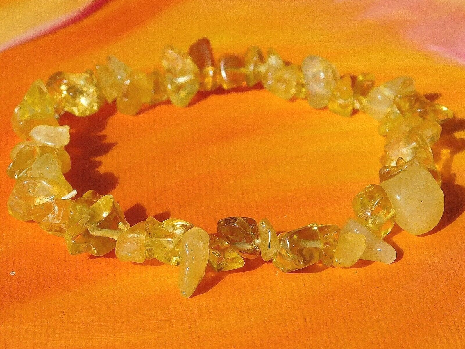 Handmade To Order – Gemstone Chip Beaded Bracelet – Natural Citrine.
