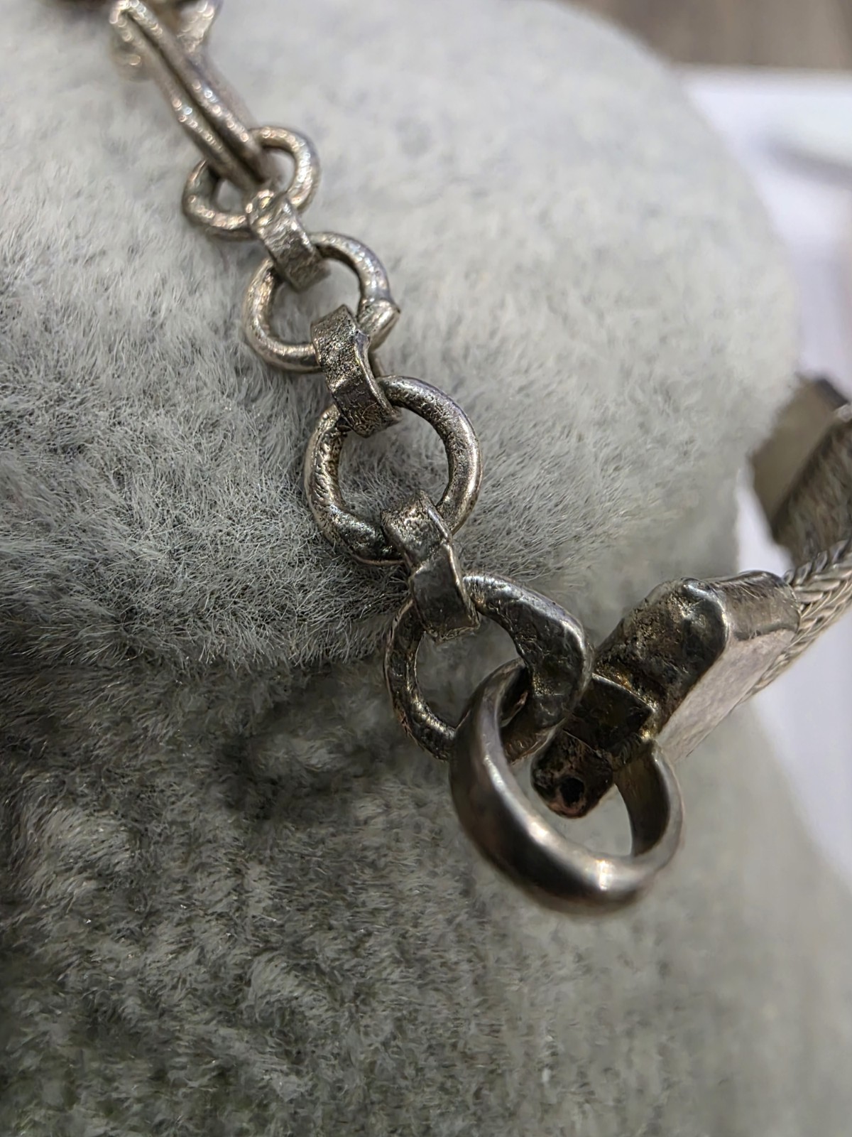 Vintage Wire Mesh Braided Silver Petite Indian Style Bracelet