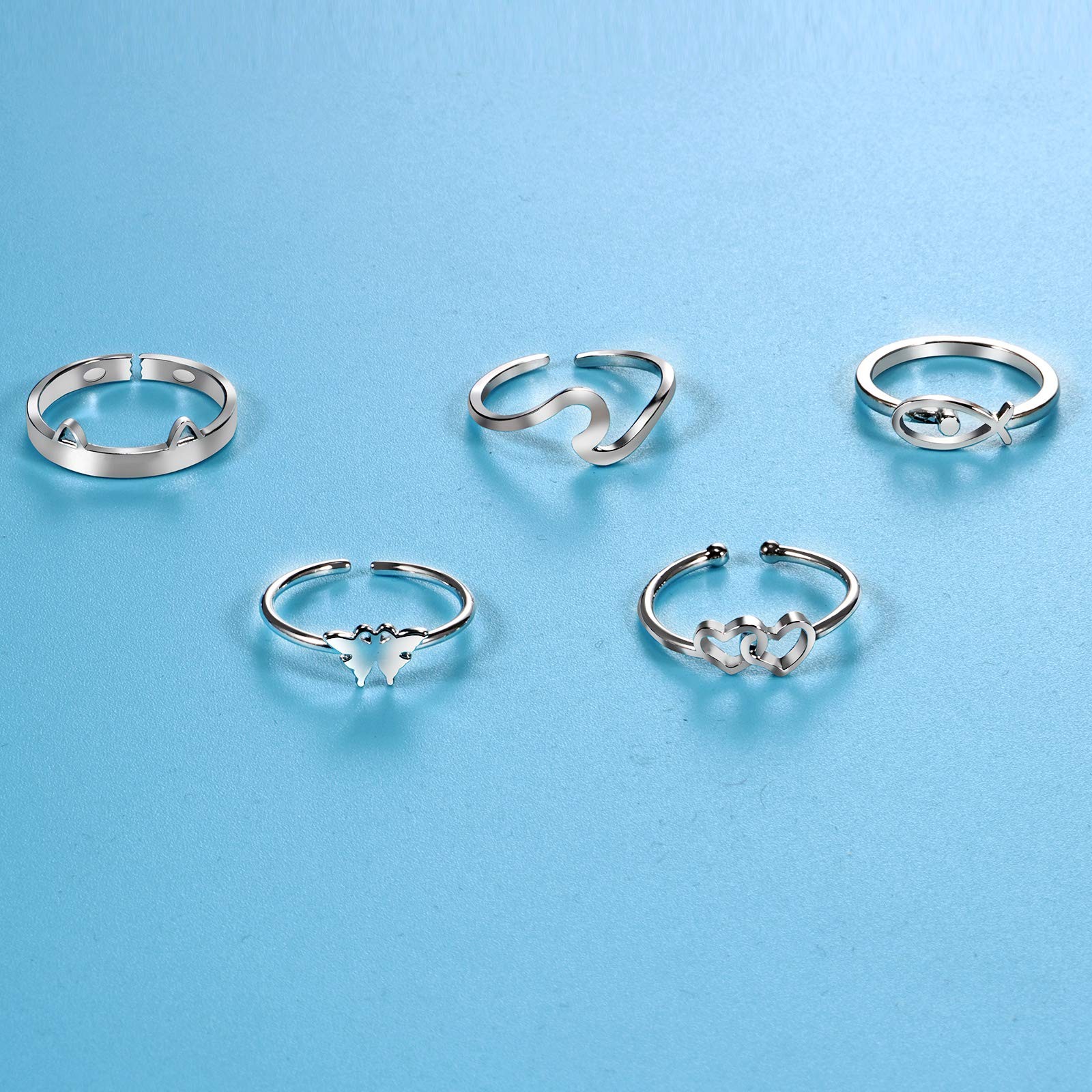 20 Pcs Adjustable Rings Set for – Finger Rings Pack Stackable Rings for Teens…