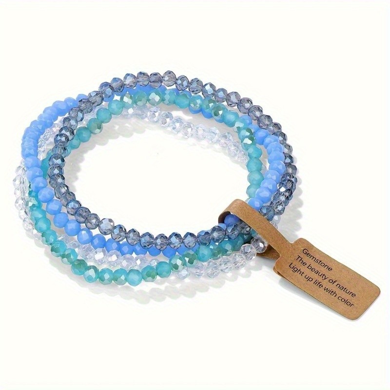 Colored Glass Beaded Bracelet Women’s Retro Fashion Stacked Bracelet Jewelry