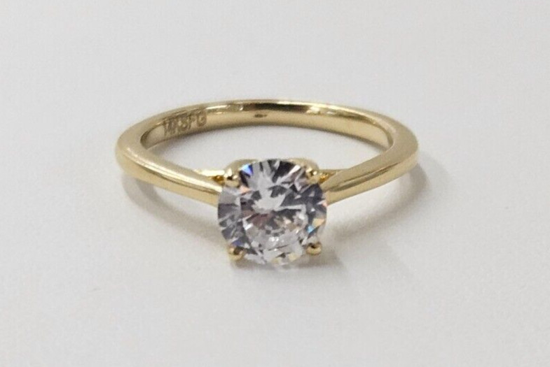 Real 14K Yellow Gold Engagement Ring, Cubic Zirconia 3 Gr, Size 6.5 MorisJewelry