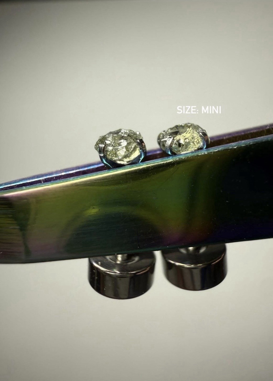 Natural Raw Moldavite Earring Studs, 316L Surgical Steel, Screw-On Flat Backs
