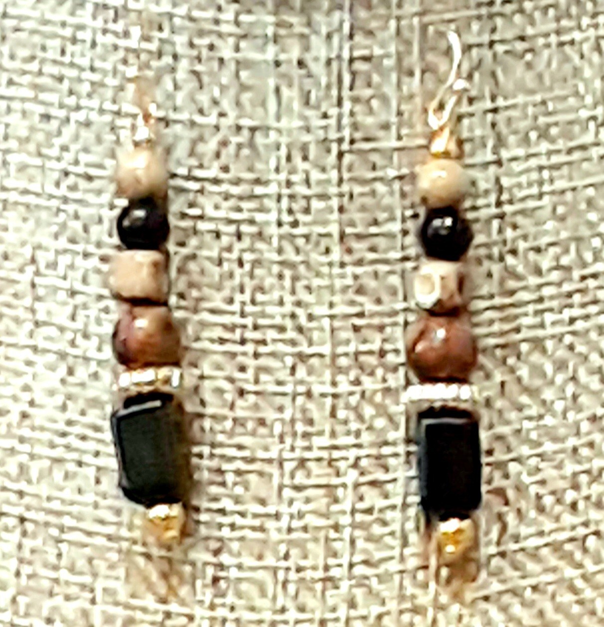 STELLA and DOT 🧿 Stunning 2 Strand Brown Tones 11″L Necklace + 2″L Earrings Ap5