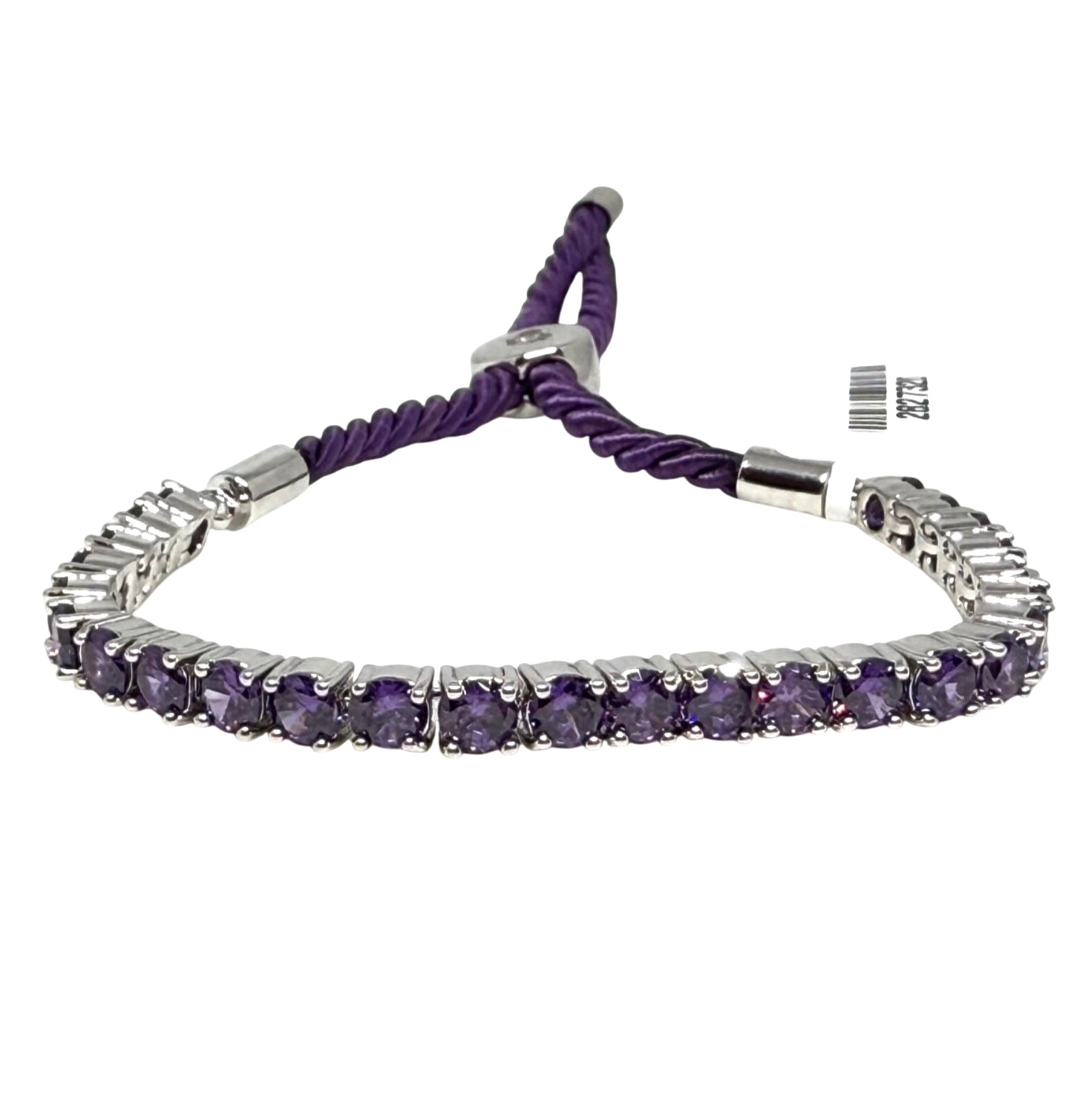 Silver Plated Chain Purple Crystals Bracelet Adjustable Slider Chain