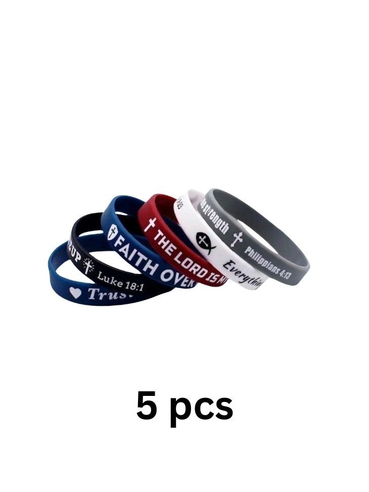 Random Christian Bible Verse Silicone Wristbands Faith Jesus Rubber Bracelet Lot