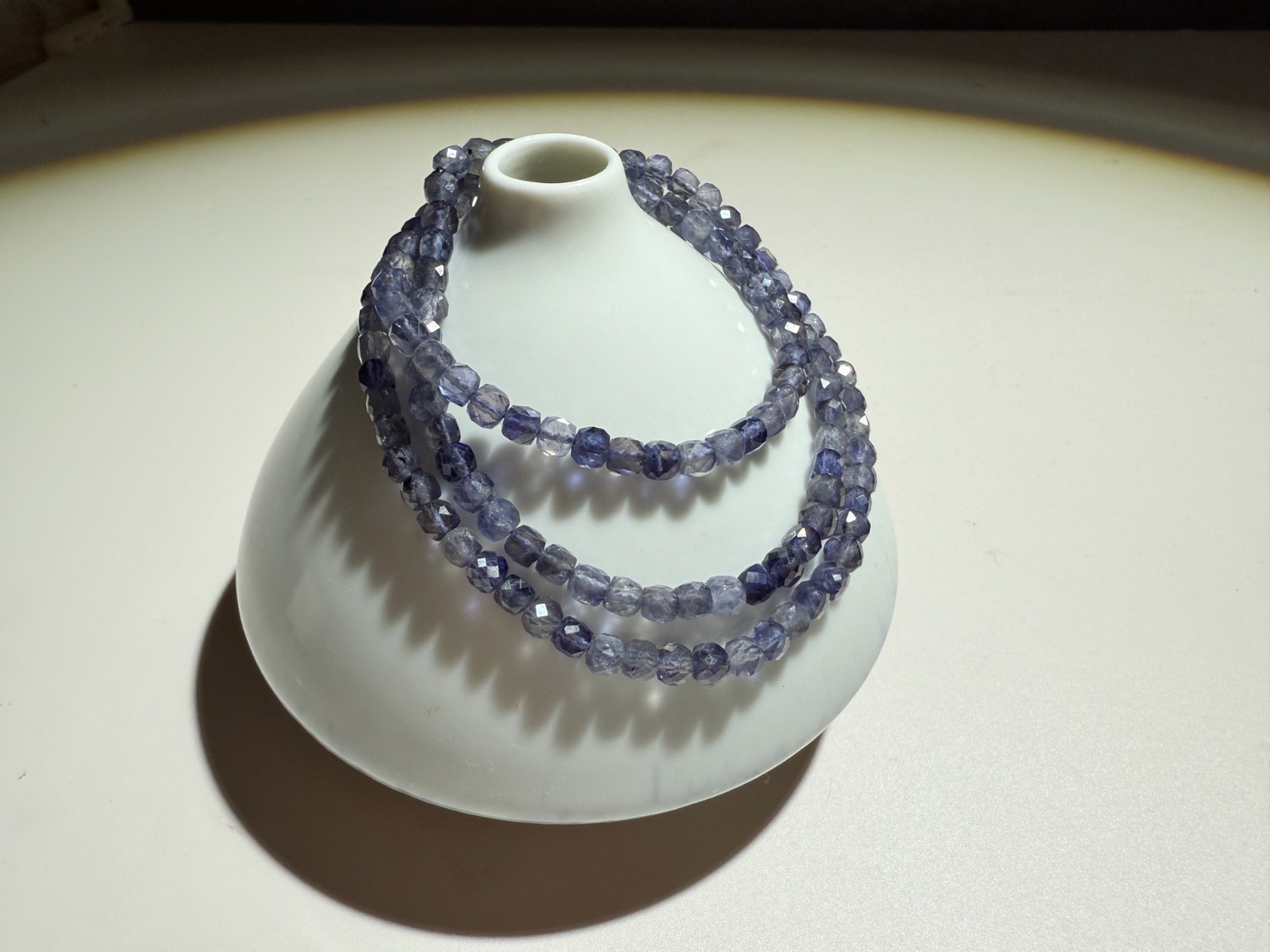 4.5mm Lolite Faceted Cube Beaded Necklace/3-Wrap Bracelet | 堇青切割面项链/三圈手串