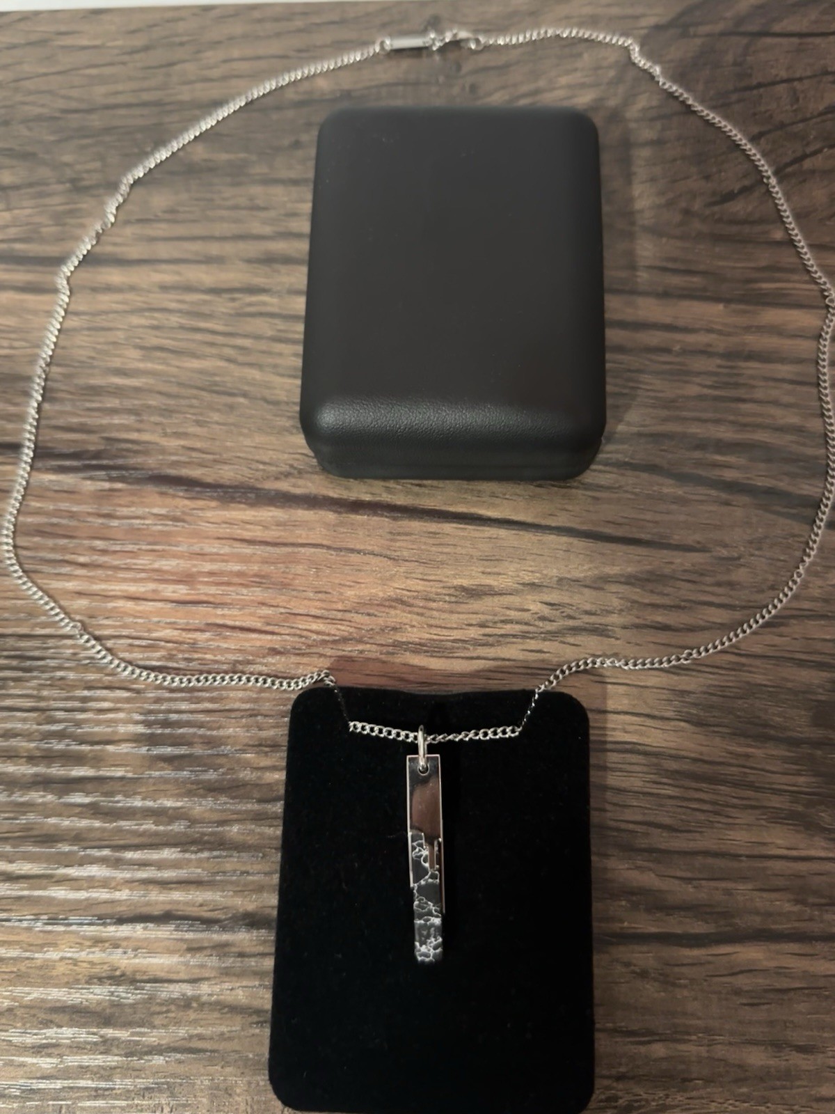 Vitaly Limited Edition Stainless Steel “Glitch” Pendant w/ Unique Stone – 26 in