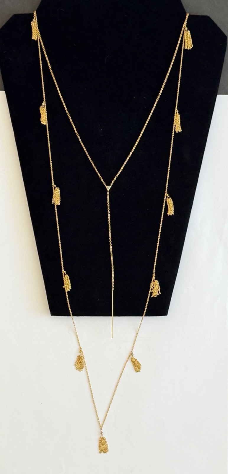 Gorjana Necklaces 18K Gold Plated Joplin Wrap Fringe Gem Charm Lot of 2