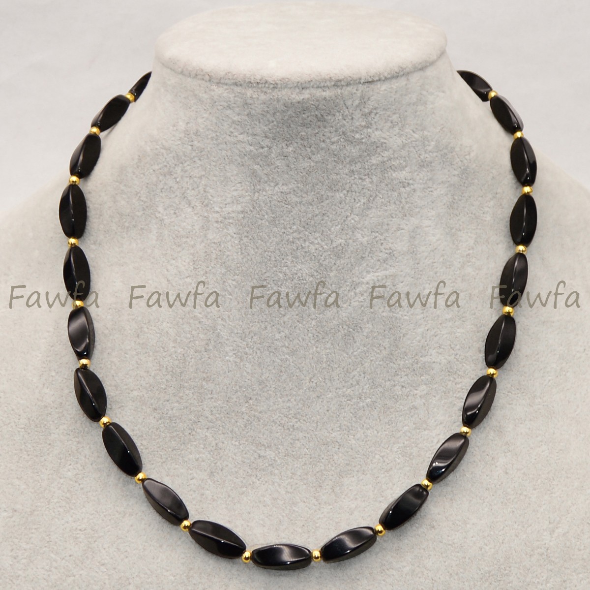 8x16mm Natural Black Agate Onyx Gemstone Twisting Beads Necklace 14-48 inches