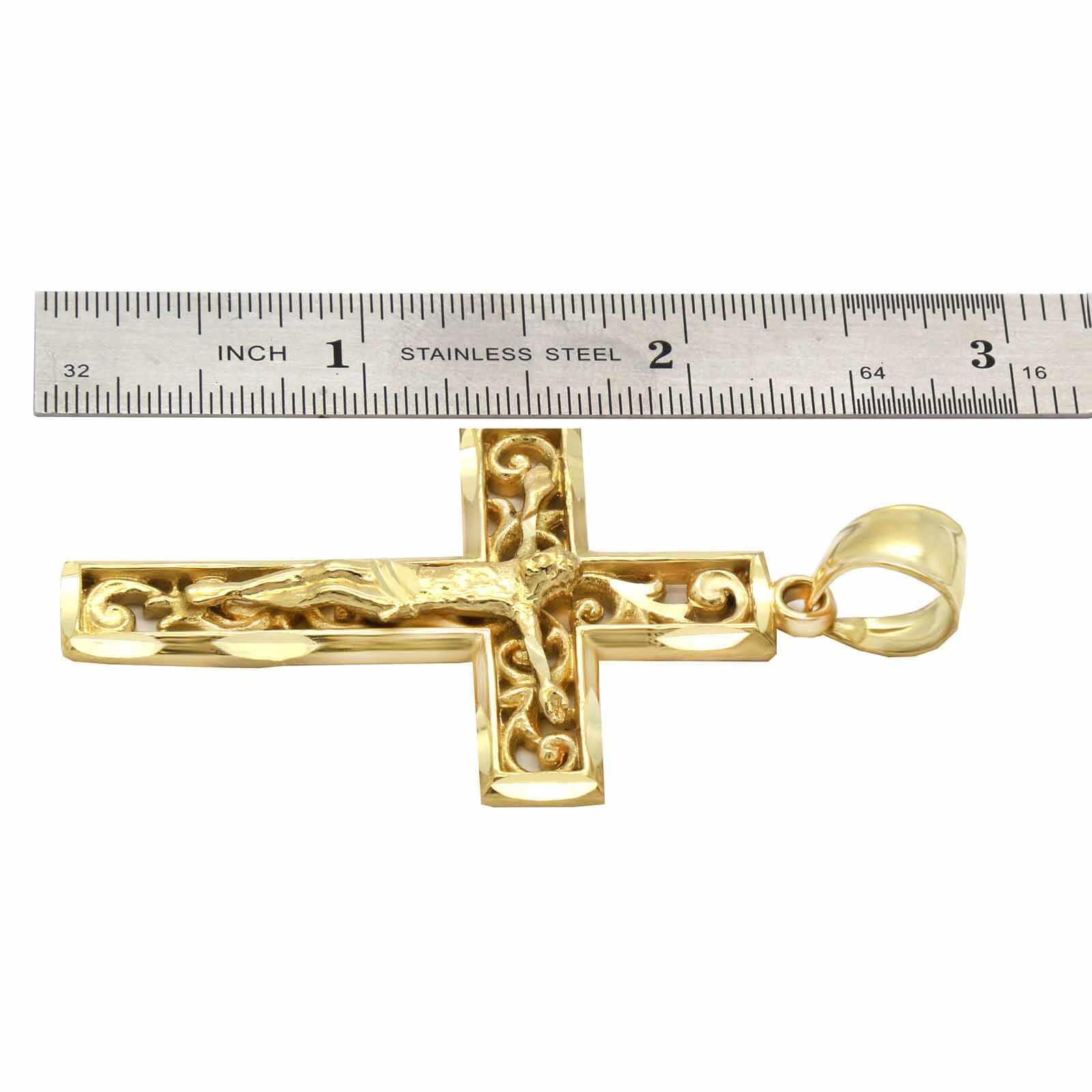 Mens 18k Gold Plated ” JESUS in Cross” Brass Pendant 6mm 24″ Cuban Chain