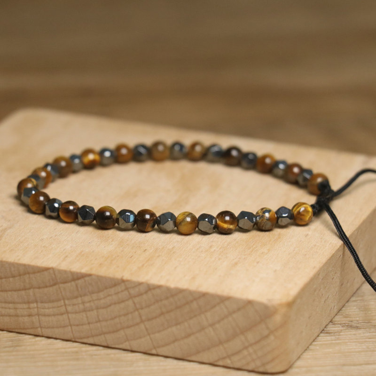 Hematite Tiger’s Eye Obsidian Crystal Gemstone Beaded Triple Protection Bracelet