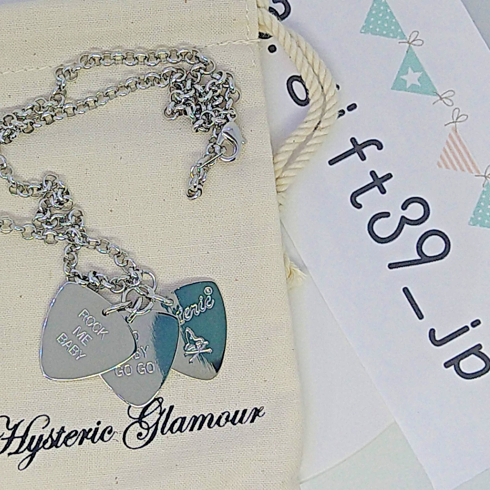 HYSTERIC GLAMOUR Necklace WOMAN ON SKULL PICK Pendant GuitarPick Shape Japan New