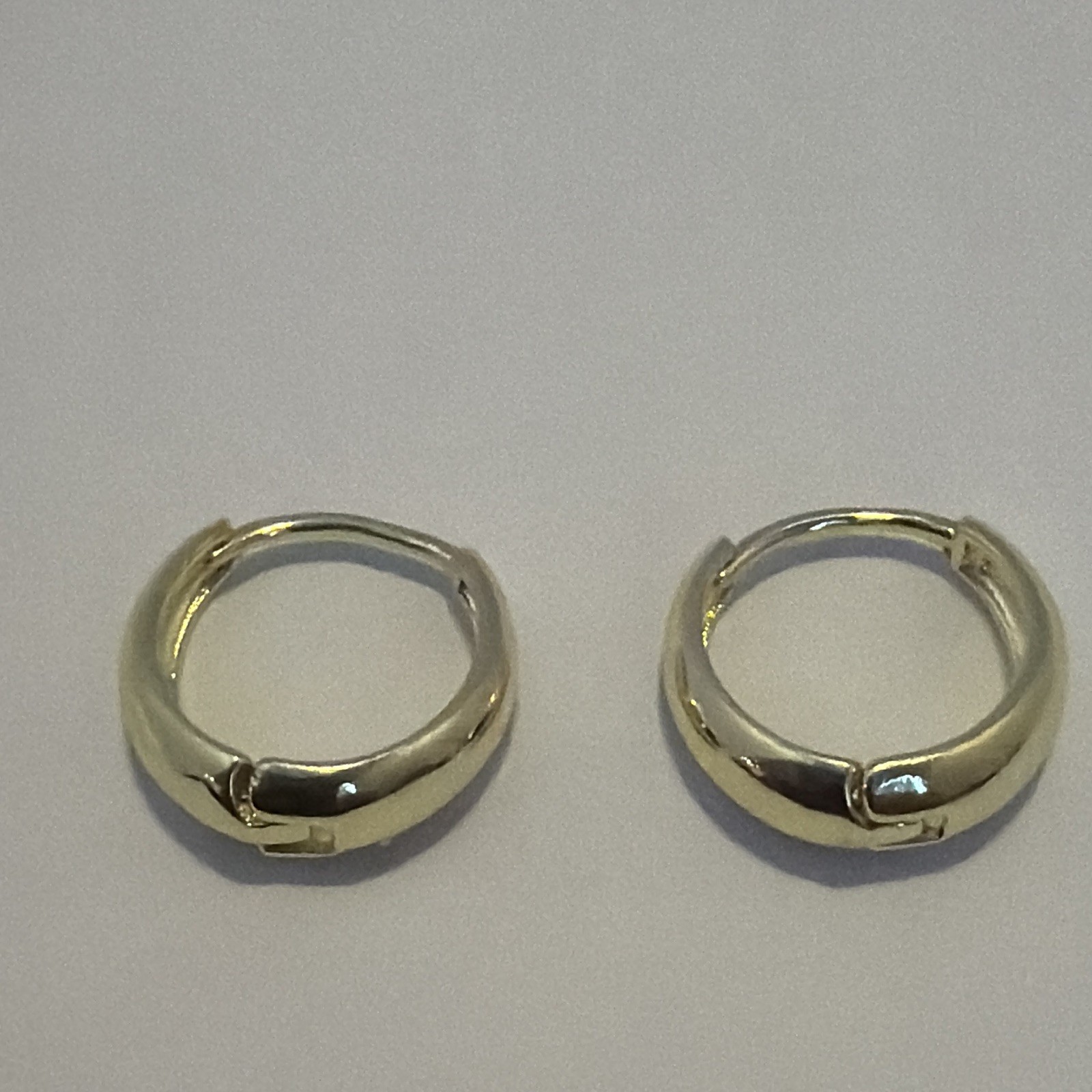 Gold Tone Round Hoop Huggie Earrings Hinged Closure No Stone Metal Lobe Pair