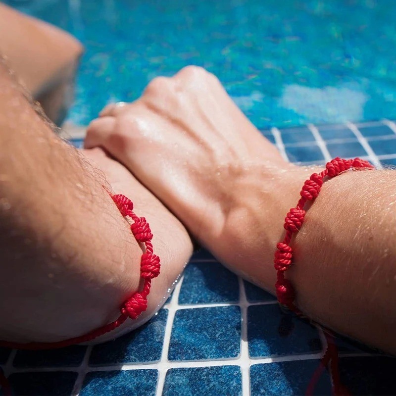 Lucky red string bracelet Kabbalah Amulet 7 Knots Protection Rope man or women