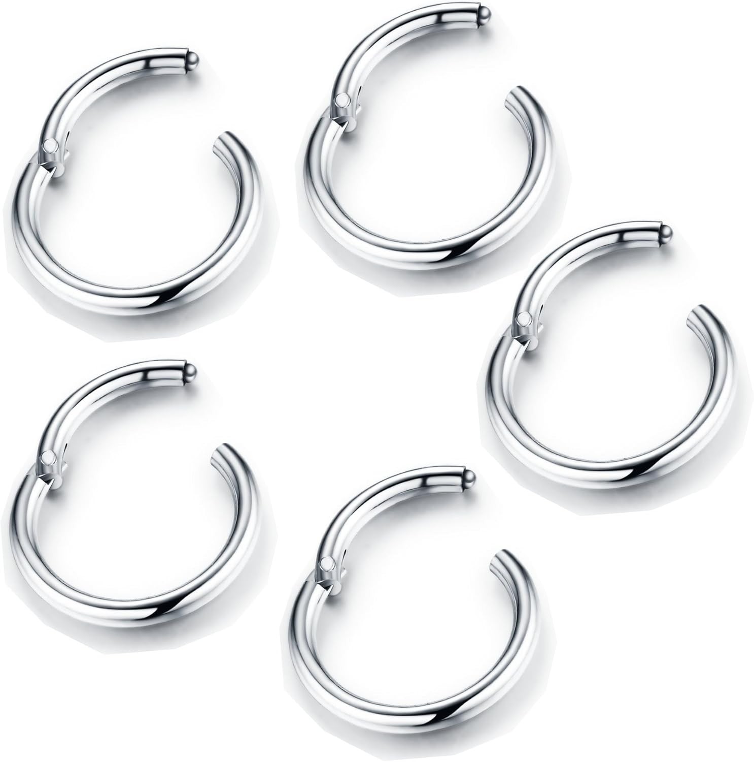 5Pcs Stainless Steel 16G 18G Sleeper Hoop Earrings for Women Men Septum Hinge…
