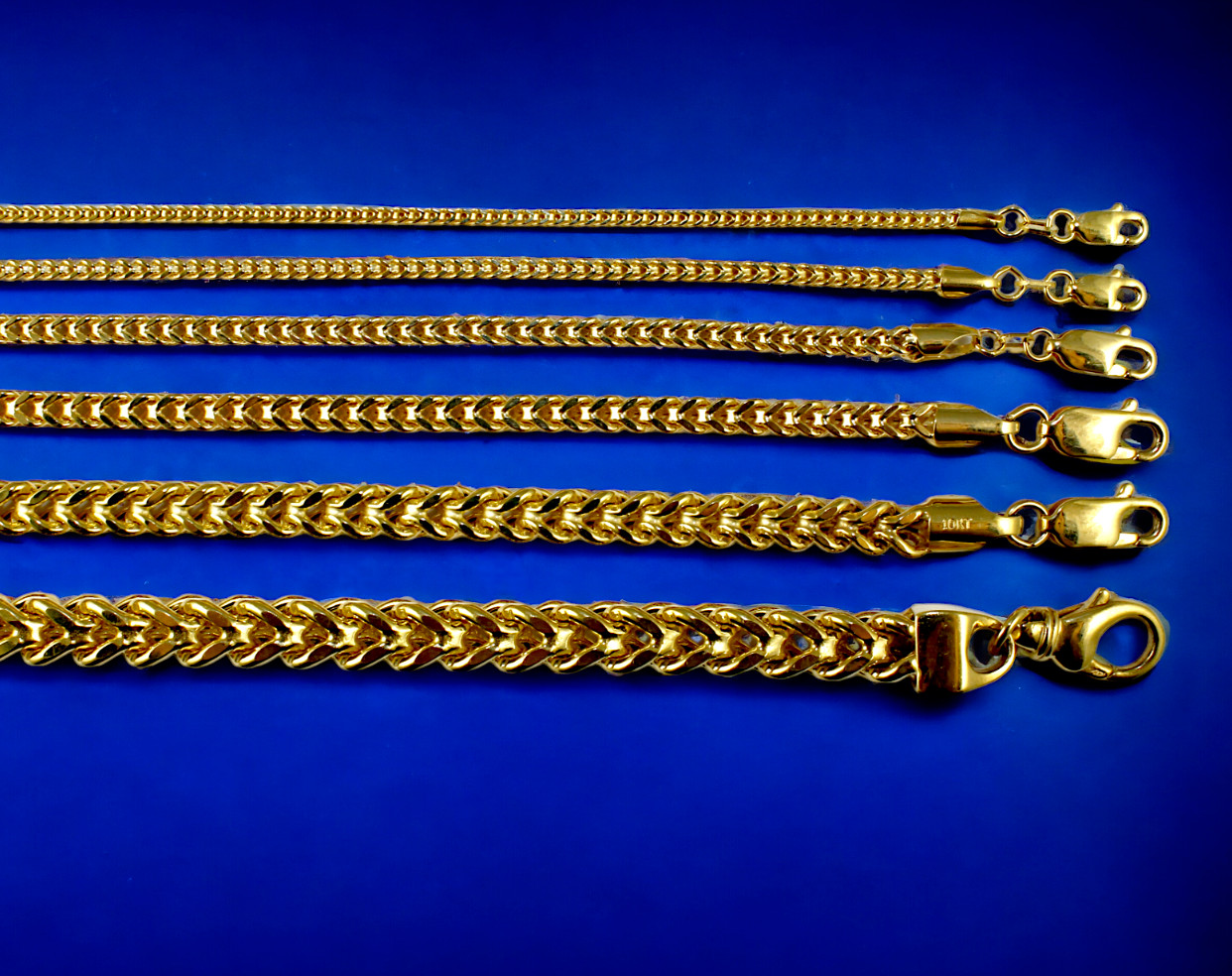 10K Yellow Gold Franco Box Square Chain Necklace Real Gold 2mm-7mm 16″-30″