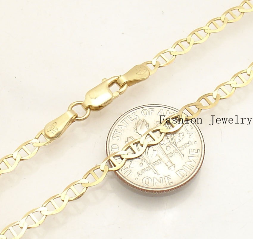 Solid LinkAnchor Link Chain Bracelet Real 10K Yellow Gold ALL SIZES