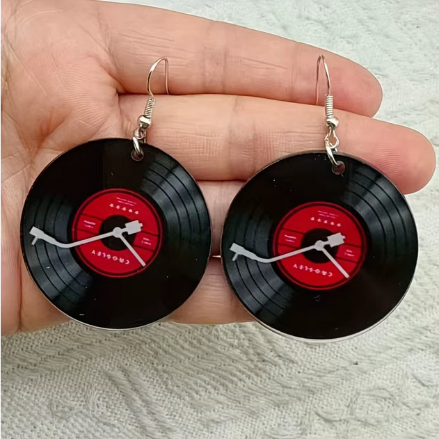 Vinyl Record Dangle Earrings New