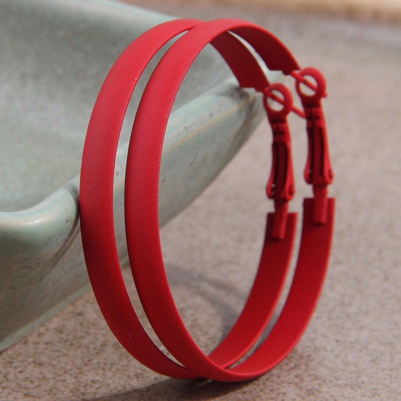 Fashion Ankela Red Geometric Round Earrings Retro New Alloy Ear Buckle for Women