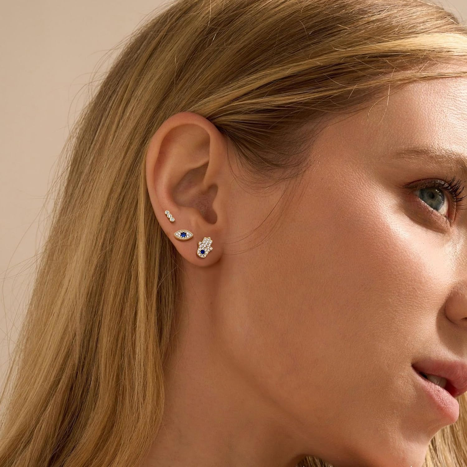 Flat Back Stud Earrings for Women – S925 Sterling Silver Post Cartilage Helix Pi
