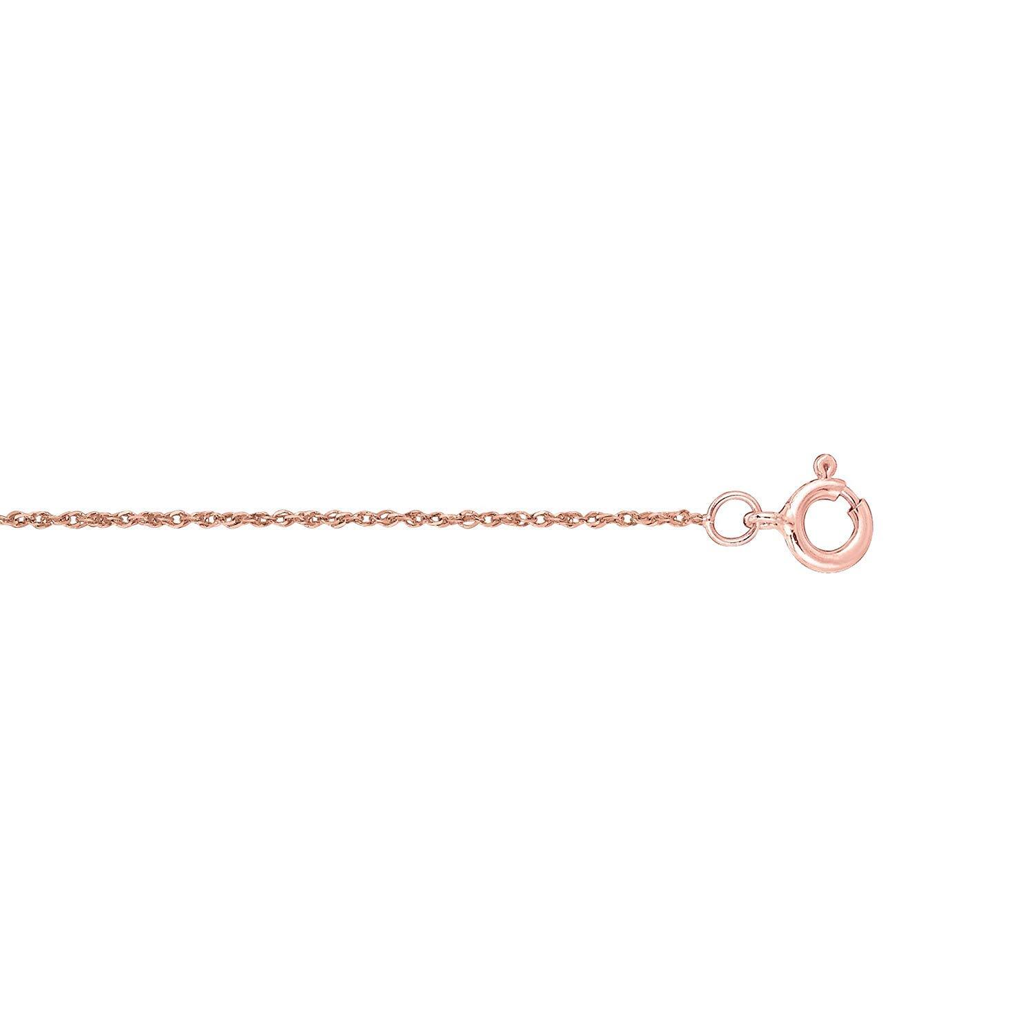14k Real Solid Gold Rope Chain Necklace, 0.5mm