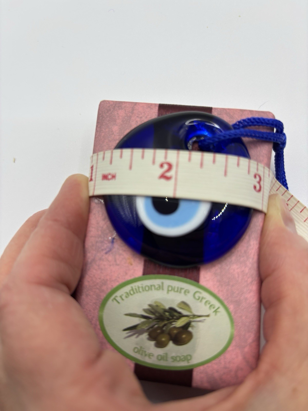 2” Turkish Cobalt Blue Evil Eye Nazar Amulet Lucky Protection Attached To Soapx2