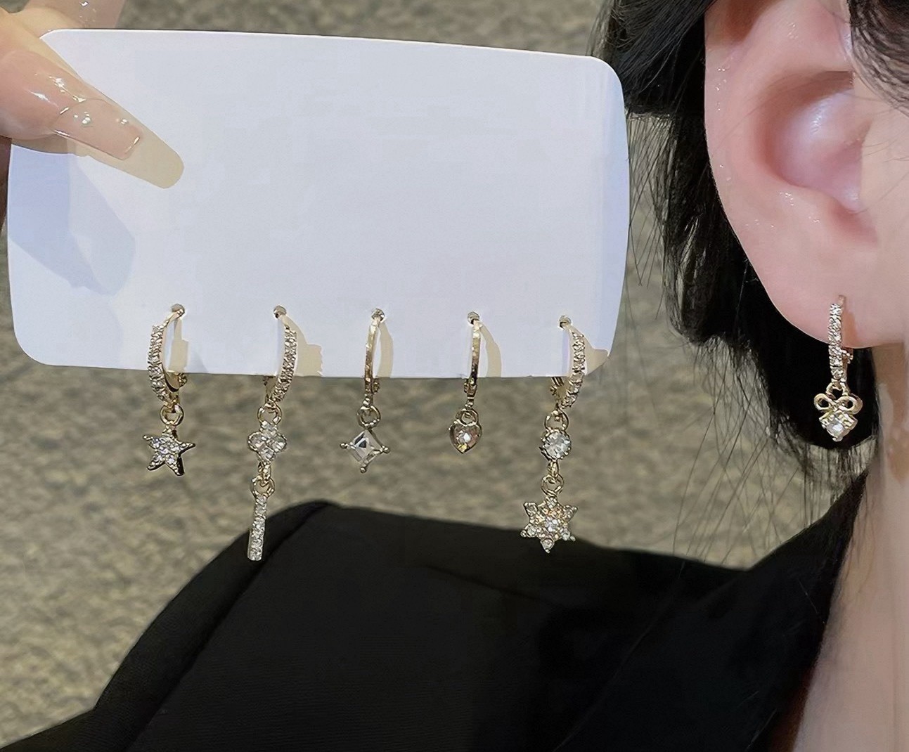 6 Pairs Titanium Steel Earrings Set Gift Box Included Random Style Free Shipping