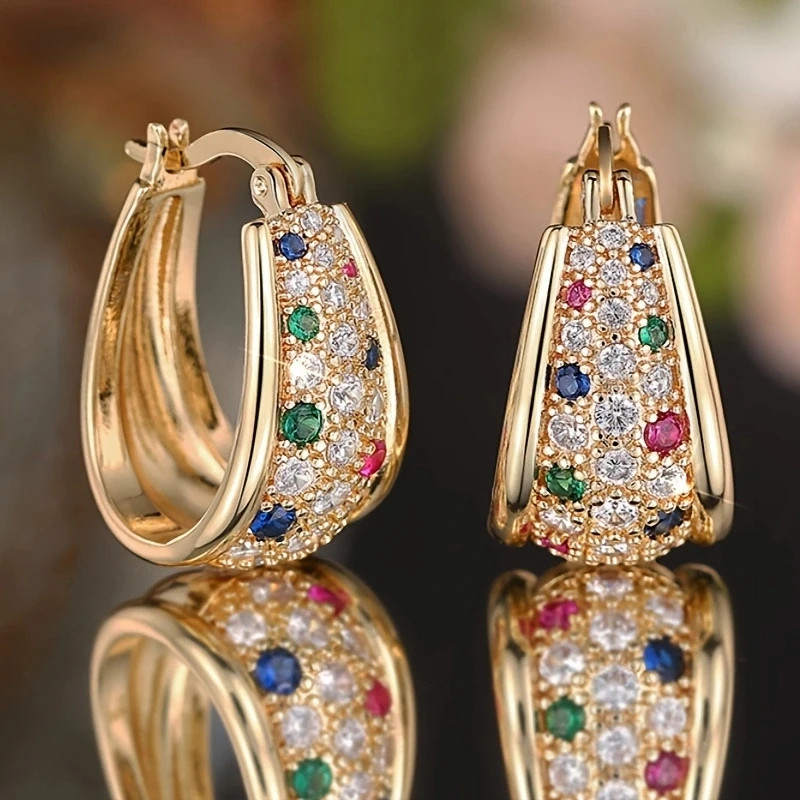Uniquely designed sparkling blue synthetic zircon earrings for women’s noble