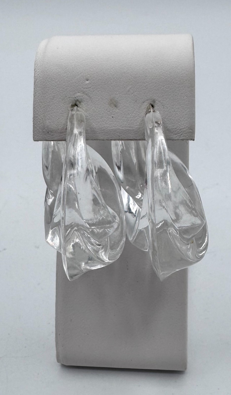 Chunky Clear Acrylic Resin C-Hoop Earrings Fashion Post Back 80’s 90’s