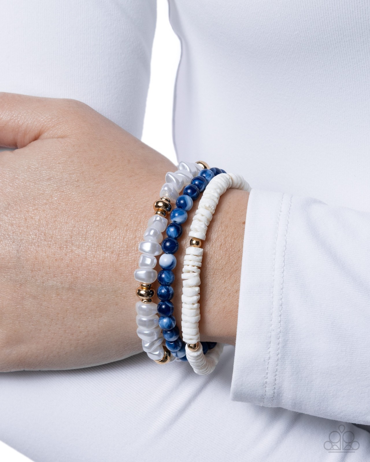 Paparazzi Sensible Shells – Blue -Pearls – Pebbles – Shells – Beads – Stretch. B