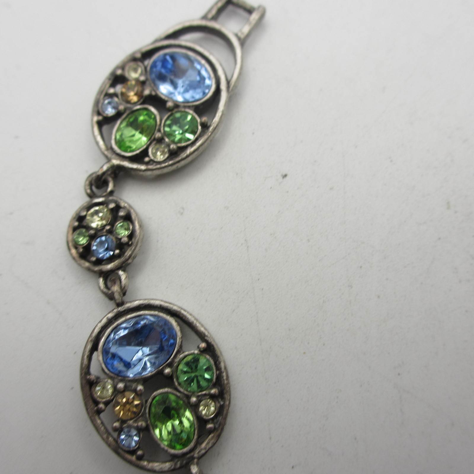Lia Sophia Bracelet Rhinestone Crystal Blue Green Silver Tone