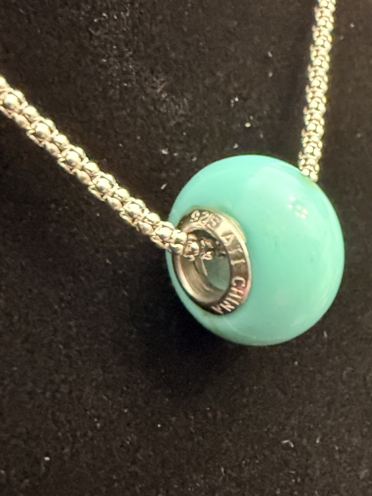 NWT Signed ATI Athra Set Sterling SilverSnakeChainNecklace& Turquoise, 925 Charm