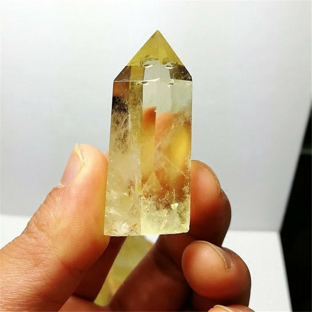 Natural Rare Citrine Quartz Crystal Hexagonal Wand Point Healing Home Decoration