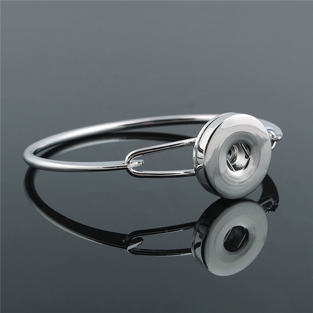 Snap Jewelry Silver Hinge Bangle Bracelet fits 18-20mm Ginger Style Charms NEW