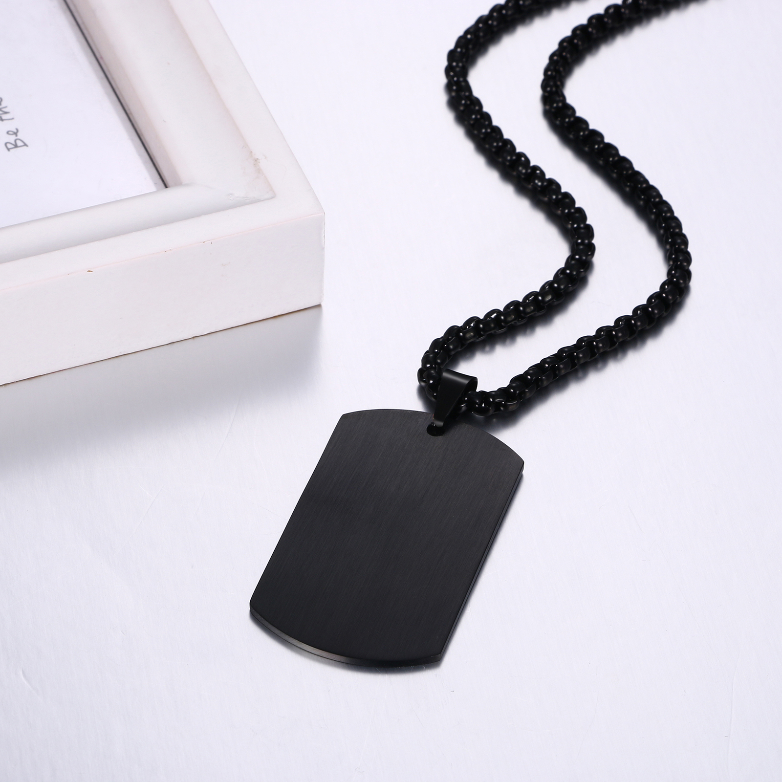 Personalized Photo Picture Custom Engraved Dog Tag Pendant Necklace Men Women