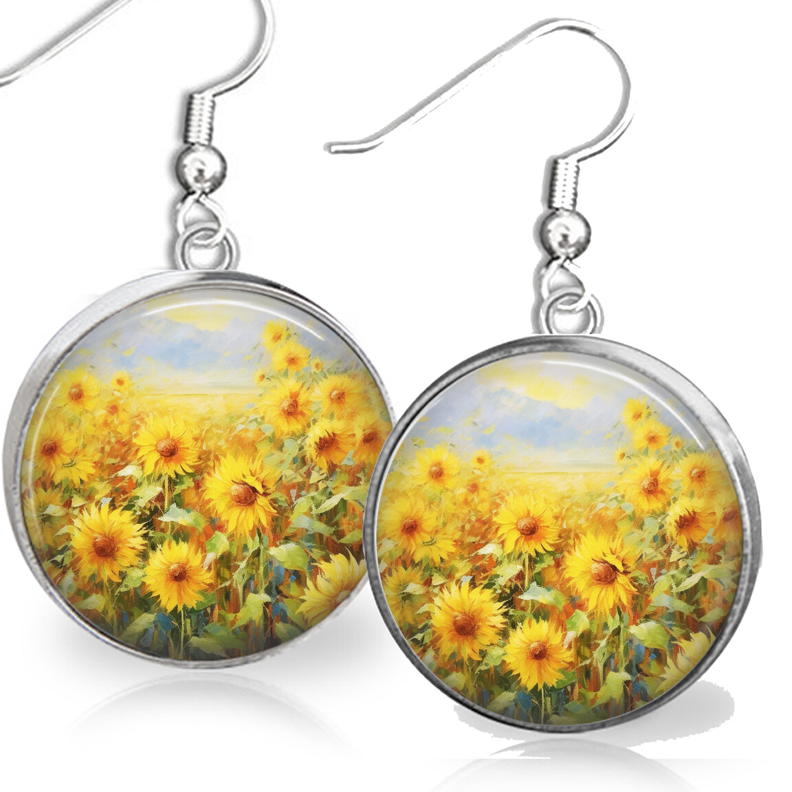 Nature’s Beauty Sunflowers Watercolor Art Print Garden Flowers Floral Earrings