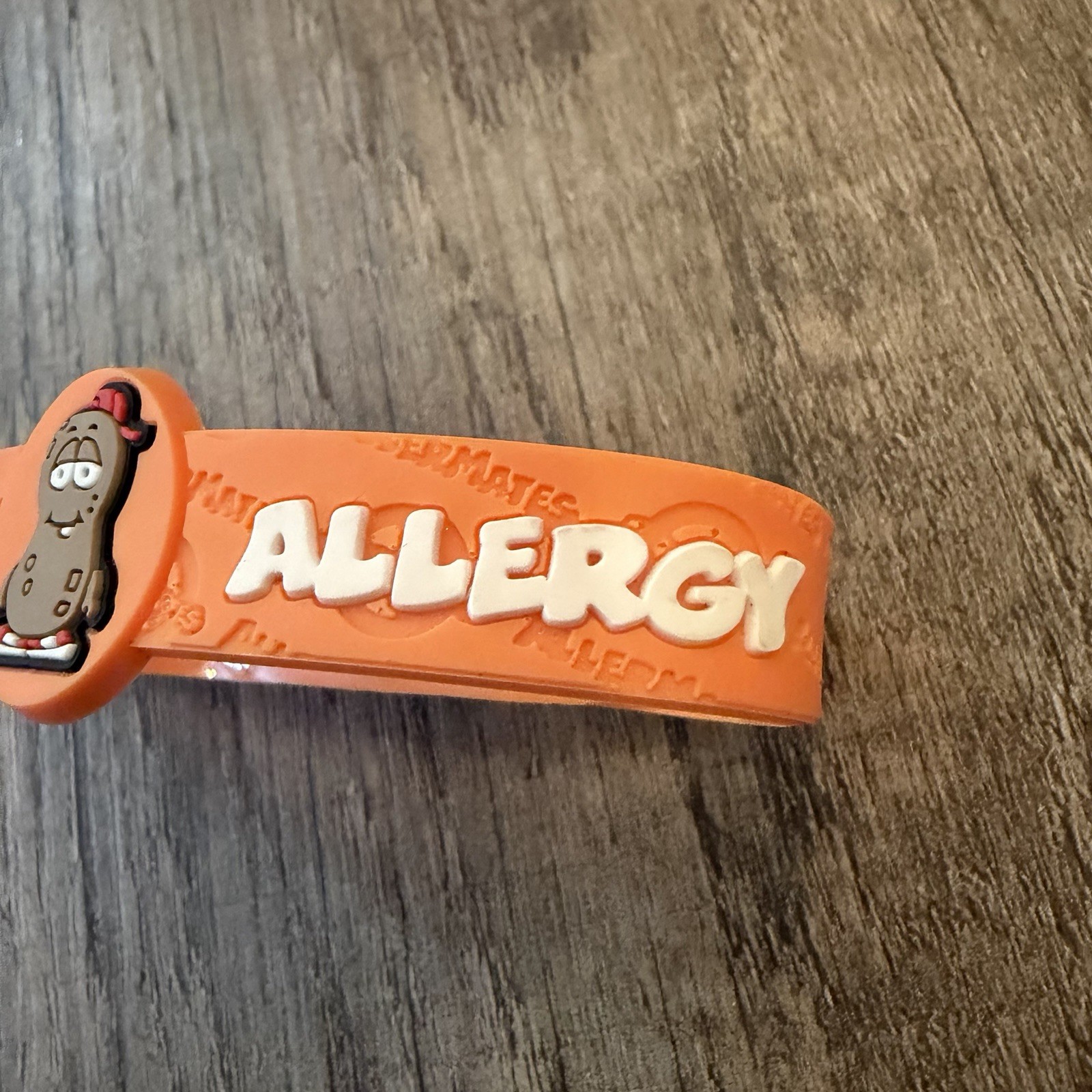 Allermate Peanut Allergy Alert Kids Bracelet Orange Silicon Plastic Snap 3 Sizes