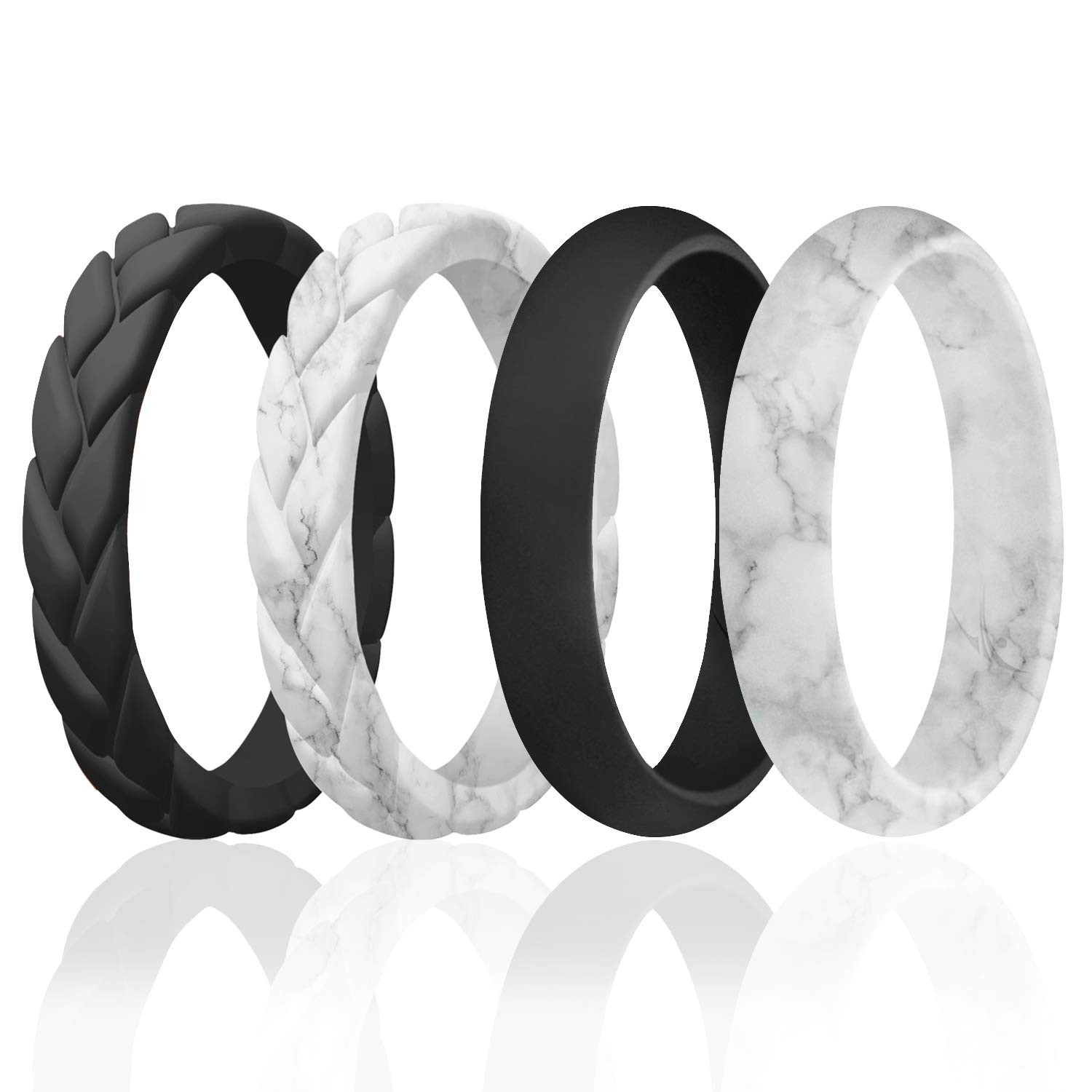 Silicone Rings for Women Thin Womens Silicone Rubber Wedding Rings Bands – Br…