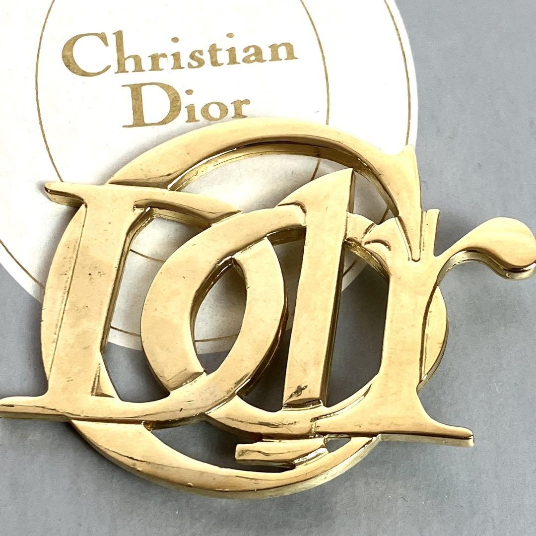 Christian Dior Logo Motif Brooch Gold Tone CD Authentic Japan Very Good Vintage