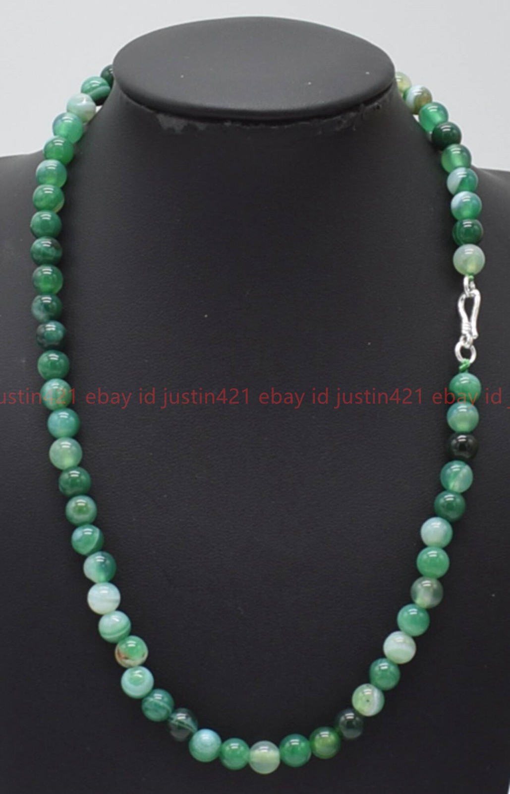 Natural Pretty 6mm Green Stripe Agate Gemstone Round Beads Necklace 16-36in