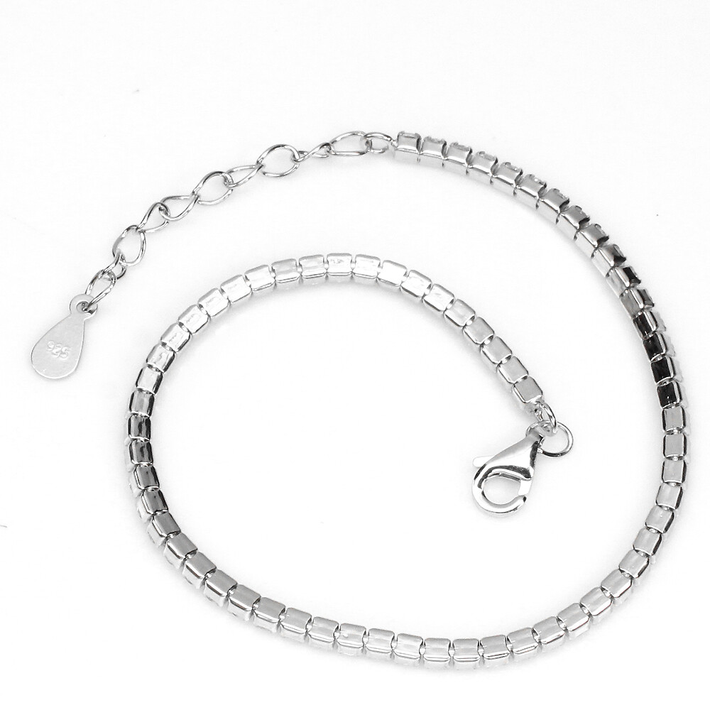 925 Sterling Silver Bracelet Round White Simulated Cz Gemstone Jewelry