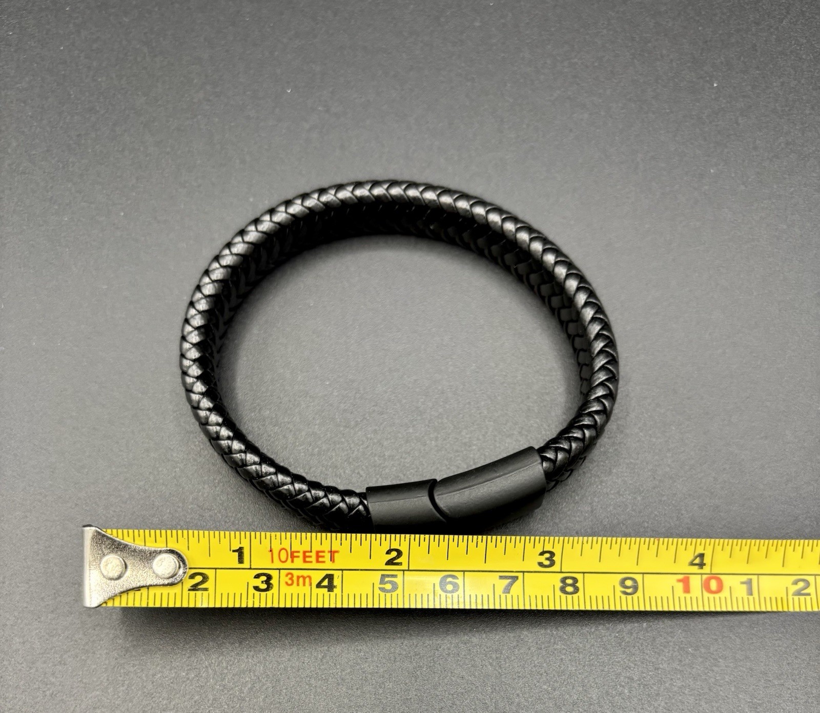 Black Braided Bangle Bracelet Magnetic Closure No Stone Less Than 8 in