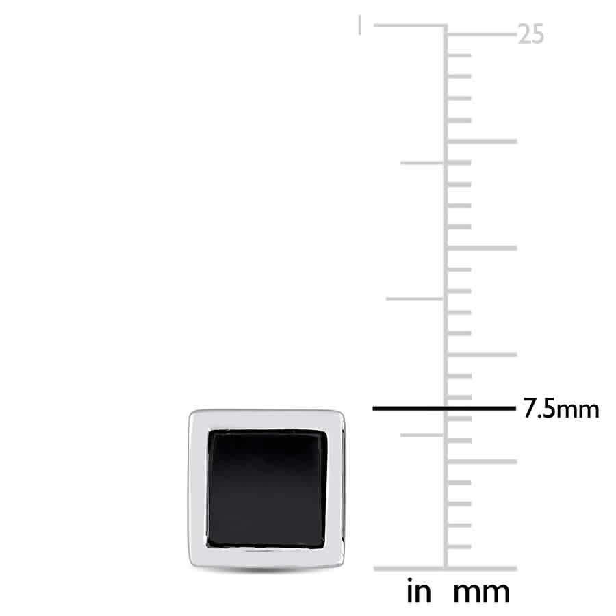 AMOUR 1 CT TGW Hematite Square Stud Earrings In Sterling Silver