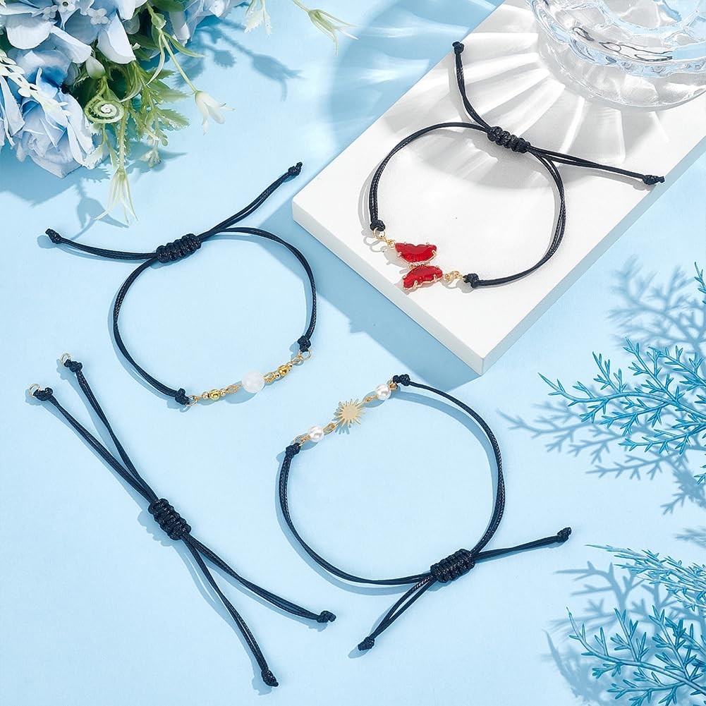 about 30Pcs Waxed Polyester Cord Bracelets Semi Finished Bracelet Black Adjus…