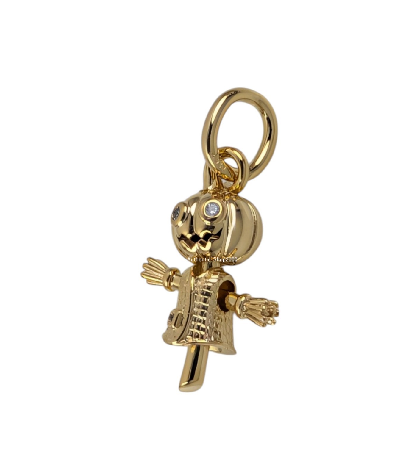 New 100% Authentic PANDORA 14k Gold Pumpkin Head Scarecrow Dangle Charm764770C01