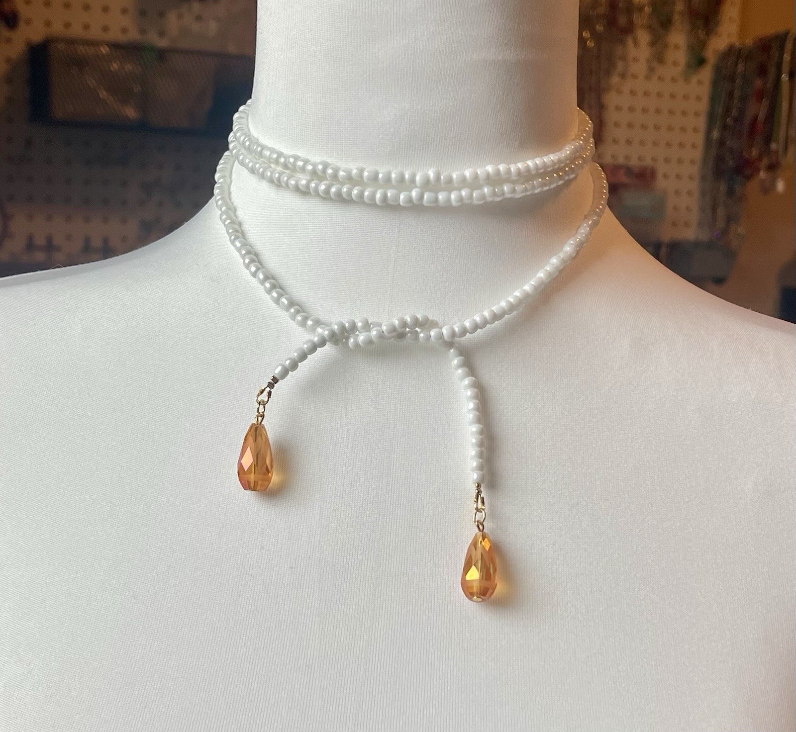 Beaded Wrap Necklace Statement Jewelry Y Necklace
